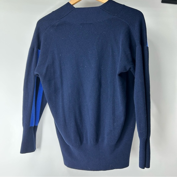 rag & bone Deep Blue V-Neck Sweater with Stripes - Picture 3 of 3